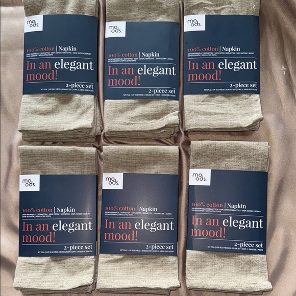 Classic Cottagecore Natural 16” Cotton Square Napkins Monogram Ready New 6-Set/2 - Picture 7 of 10